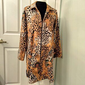 IMAN Global Chic Faux Suede Animal Print Topper w/ Black Mock Neck Top, NWOT